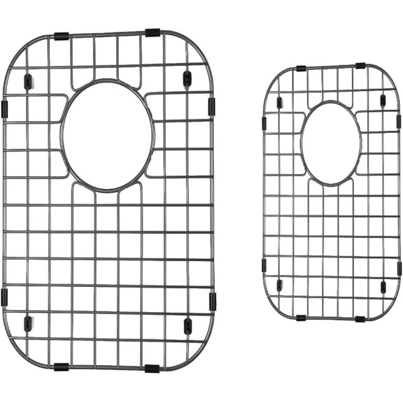 Starstar 60/40 Double Bowl Kitchen Sink Bottom Two Grids, Racks, Protector Matte Color 304 Stainless Steel (Black, 16" x 13",14.5" x 11.26")