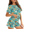 thumbnail image 3 of Yuyamidu Funny Chicken Womens Summer Pjs Set Short Sleeve Top With Short Pants Sleepwear Crew Neck Lounge Set Pjs Soft 2 Piece Lounge Sets, 3 of 7