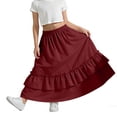 thumbnail image 3 of OGLCCG Maxi Skirts for Girls Casual Elastic High Waisted Ruffled Long Skirt Summer Boho A Line Flowy Swing Tiered Skirts with Pockets, 3 of 6