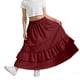 thumbnail image 5 of Falda larga con volantes y bolsillos para niña, cintura elástica, informal, escalonada, de poliéster, 5 of 7
