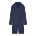 thumbnail image 4 of Scyoekwg Blazer Sets Women 2 Piece Outfits Business Office Work Two Piece Sets Long Sleeve Tops Shorts Sweatsuit Casual Matching Outfits Fashion Outfits Sets (Navy,M), 4 of 6