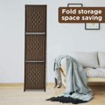 thumbnail image 5 of Dkelincs 6 Panel Wood Room Dividers Portable Folding Privacy Screen with Removable Storage Shelves, Brown, 5 of 8
