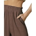 thumbnail image 2 of DOUBLJU Women's Casual Elastic Waist Comfy Wide Leg Linen Pants with Pockets, 2 of 5