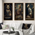 thumbnail image 1 of Designart "Glamorous Gold Cat Retro Blue" Animals Cat Framed Wall Art Set Of 3 - Blue Cat Frame Canvas Set For Living Room Decor, 1 of 6