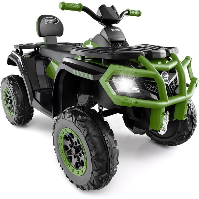 OLAKIDS 2 Seater 24V Ride on Car, 4WD Kids ATV Quad with Remote Control, LED Lights, Power Display, Bluetooth, Spring Suspension, Electric 4 Wheeler for Boys Girls Aged 3+ Years