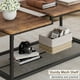 thumbnail image 5 of Mesa de centro industrial para sala, mesa rústica de 2 niveles con estante de malla, mesa rectangular para cócteles con marco de metal, fácil de montar, color marrón rústico, 5 of 7