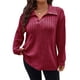 thumbnail image 1 of Suéter de Punto Informal de Talla Grande para Mujer, Cuello en V, Solapa, Color Liso, Camisa de Larga. Vino Tinto XXL, 1 of 8