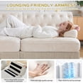 thumbnail image 4 of 135.6'' Modular Sectional Sofa, Chesterfield Velvet Cloud Couch, Upholstered 4-Seater Sofa with Button Tufted, Tassel Fringe Skirt, Deep Couches for Living Room, Bedroom, Apartment, Beige, 4 of 11