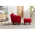 thumbnail image 2 of Accent Club Upholstered Chair with Ottoman and Pillow, Modern Lazy Armchair with Solid Wood Frame, Comfy Leisure Sofa Barrel Chair for Living Room, Bedroom, Office, Red, 2 of 8