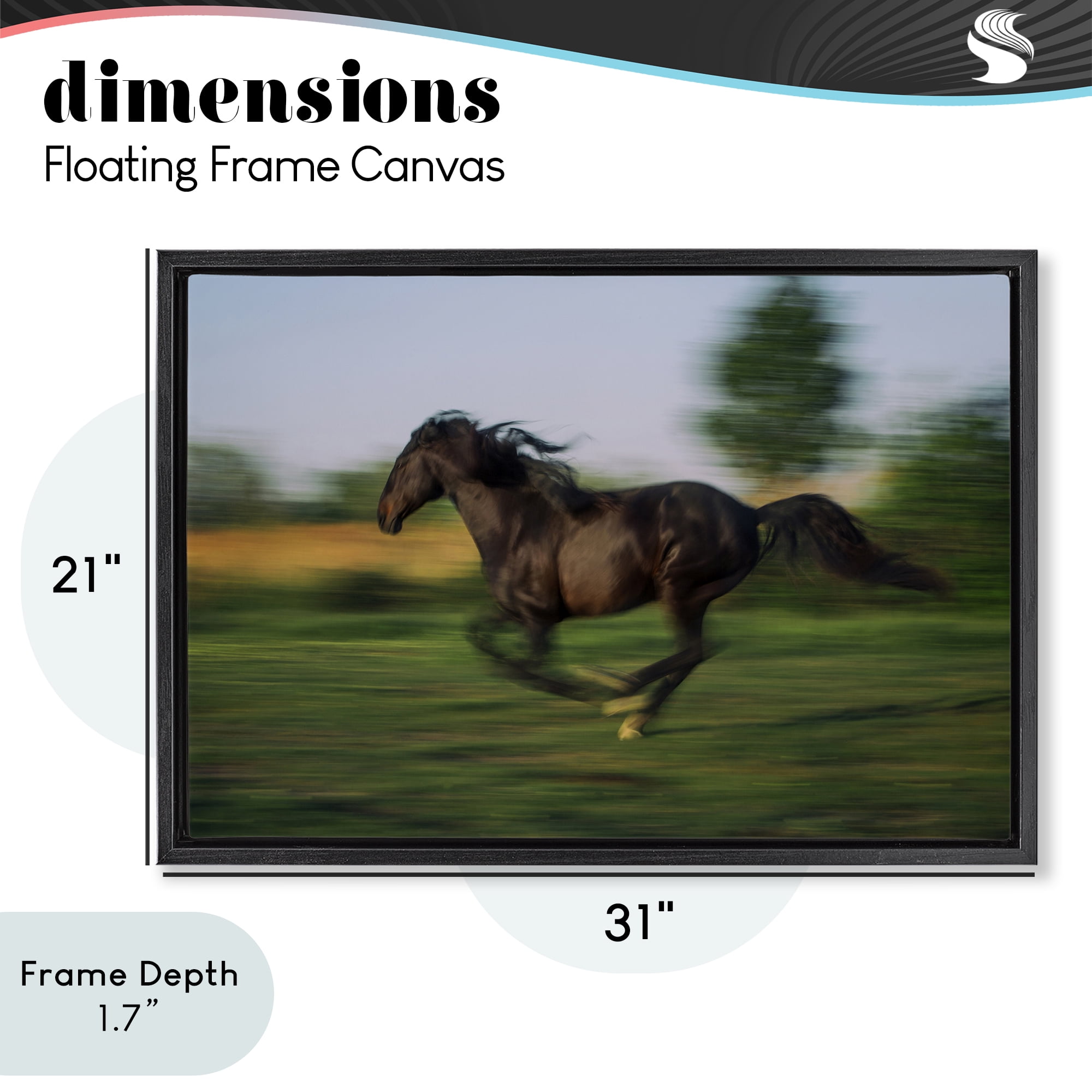 Stupell Industries Dashing Camargue Racehorse Black Framed Floater Canvas Wall Art, design by Scott Stulberg