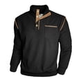 thumbnail image 5 of Zip Up Hoodie Men Quarter Zip Hoodie Stand Collar Lined Long Sleeve Pullover Mens Sweatshirts Black L, 5 of 7