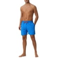 thumbnail image 2 of INSPIRE CHIC Men's Solid Summer Drawstring Waist Mesh Liner Back Pocket Swim Shorts 28 Blue, 2 of 5