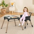 thumbnail image 4 of Babyjoy 4 in 1 Baby High Chair Convertible Toddler Table Chair Set with PU Cushion Brown, 4 of 8