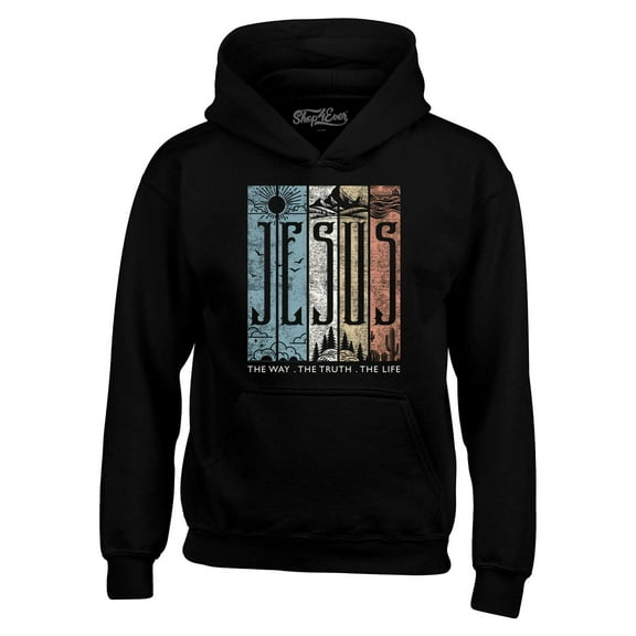 Shop4Ever Men's Jesus The Way The Life The Truth Hooded Sweatshirt Hoodie XX-Large Black