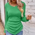 thumbnail image 4 of Annhoo Knitted Tops for Women Fall Casual Long Sleeve V Neck T Shirts Fashion Irregular Hem Slim Tunics, 4 of 6