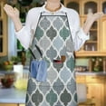 thumbnail image 5 of Geometric Green Grey Bib Apron with Pocket Extra Long Aprons Waterproof Bib Apron for Birthday Gifts for Dad Step Cooking Aprons for Kitchen Cool BBQ Grilling, 5 of 7