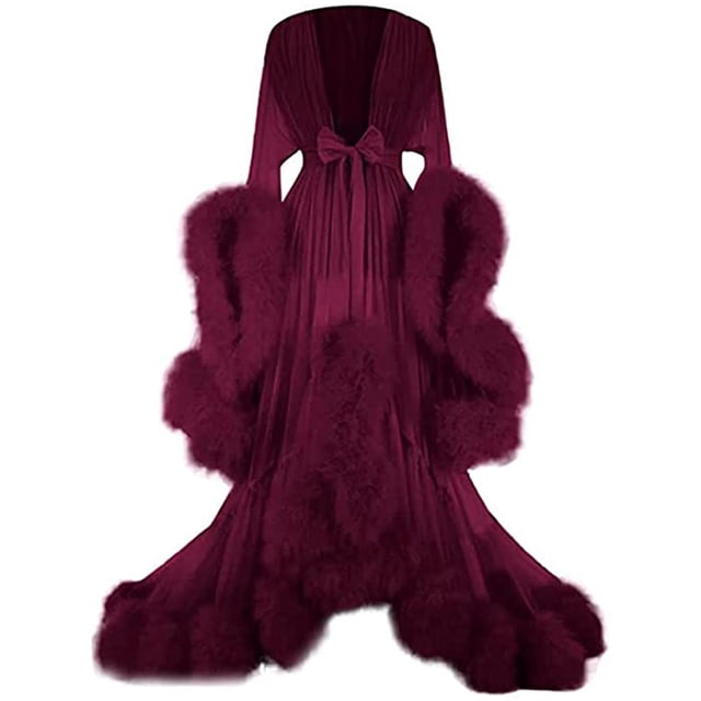 Women\'s Trailing Long Dress Feather Flared Sleeves Dress Perfect For Bachelorette Parties