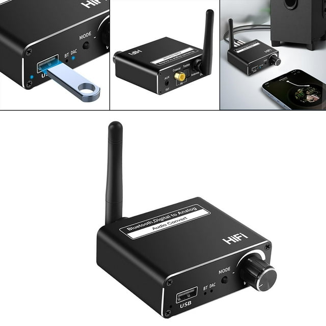 5.0 USB AUX Reproductor Convertidor analógico 3 IN1, cableado a inalámbrico en Hugo Adaptador de audio Bluetooth