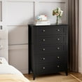 thumbnail image 4 of Homhougo Dresser for Bedroom Black with 5 Drawers, Tall Wood Organizer Storage Cabinet with Round Handle, Chest of Drawers for Closet, Living Room, Hallway, Nursery, Kids Bedroom, 4 of 13
