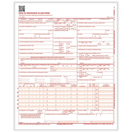 ComplyRight 1-Part Continuous CMS-1500 Health Insurance Claim Form (02/12) CMS121