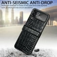 thumbnail image 5 of SaniMore for Samsung Galaxy Z Flip 4 6.7" 2022 Case, Crocodile Texture PU Leather Hinge Protection Wear-resistant Vintage Folding Shell Shockproof Drop-resistant, Black, 5 of 12