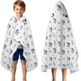 thumbnail image 3 of Cow and Milk White Pattern Hooded Bath Towel Wrap for Teens Ages 3 To 12, Soft Lightweight Quick Dry Microfiber Bath Beach Pool, 50"x30", 3 of 6
