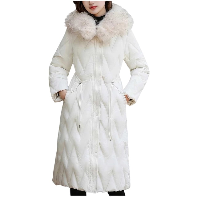 Veste d'Hiver à Long Col pour Femmes, Taille à la Mode