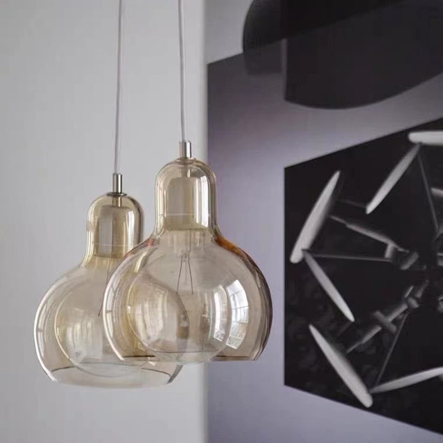 Kiven H-Type Track Lighting Light fixture, Adjustable Length,3-Light Modern Glass Halo Track Pendant Light, , E26 Socket
