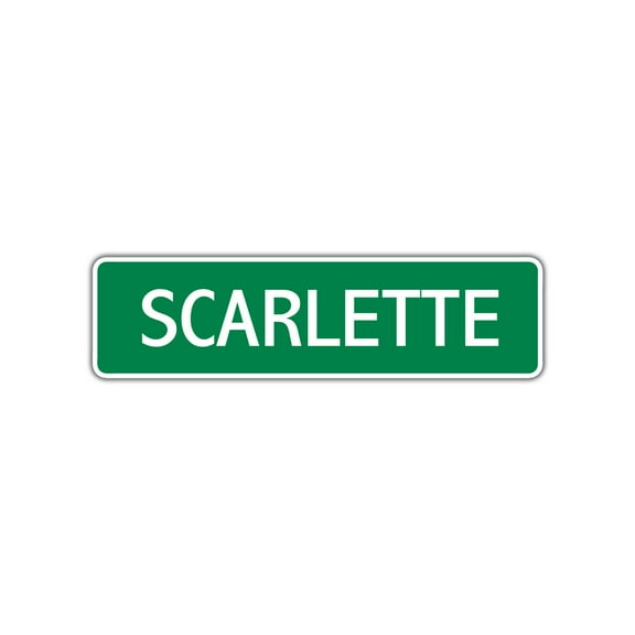 Scarlette Girls Children Indoor Outdoor Unique Wall Novelty Name Letter Printed Plaque Decoration Label Aluminum Metal Sign 4"x13.5"