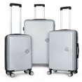 thumbnail image 5 of 3 Piece Silver Luggage Set Abs Hardside Spinner Wheel Suitcase, 5 of 6