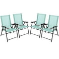 thumbnail image 1 of Gymax Set of 4 Patio Folding Chairs Outdoor Portable Pack Lawn Chairs w/ Armrests Mint Green, 1 of 10