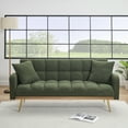 thumbnail image 2 of Convertible Futon Sofa Bed,69 Inch Modern Teddy Loveseat Sofa Couch with Adjustable Backrest for Small Space,Living Room,Green, 2 of 8