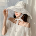 thumbnail image 4 of SikaFu New Fashion Women Summer Hat Ladies Solid Lace Wide Brim Sun Hat Bucket Cap Female Elegant Packable Panama Beach Hat, 4 of 6