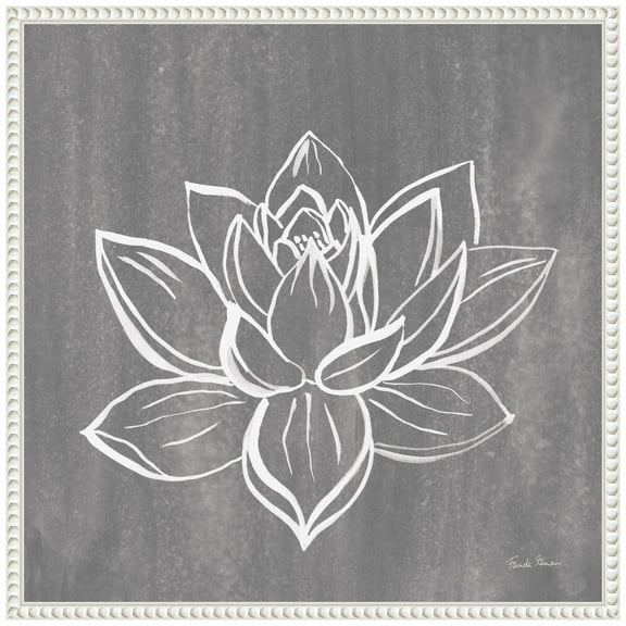 Amanti Art Lotus on Grey Framed Canvas Wall Art Print