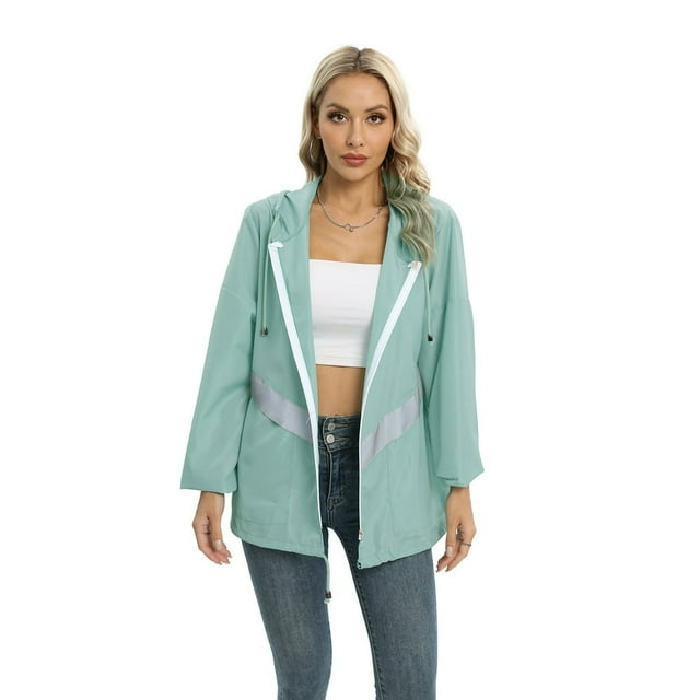 Liquidation! Veste Fine de Printemps pour Femmes Mode Veste Imperméable Manteau Isolé Coupe-Vent Extérieur Noir 2TG