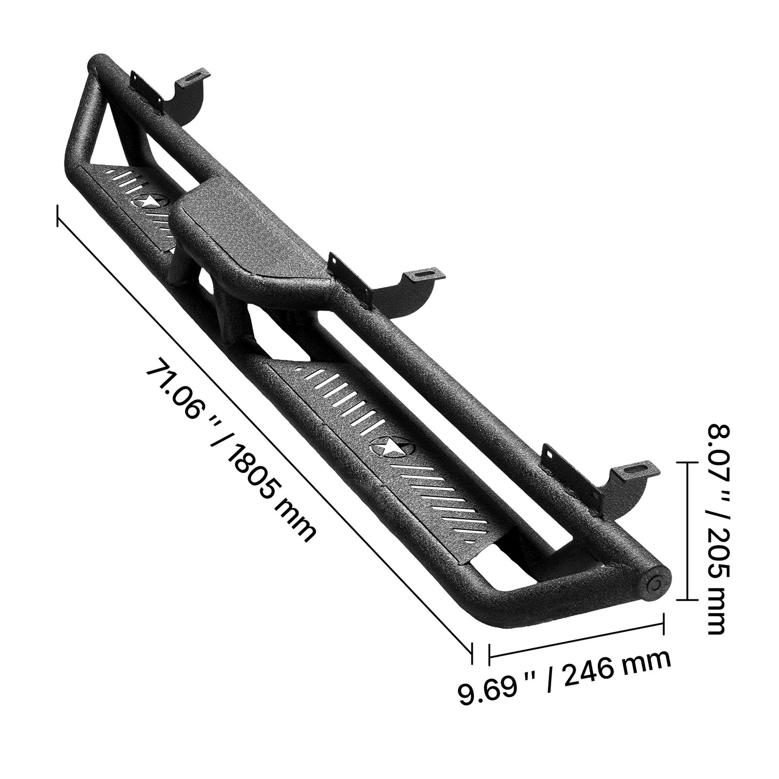 KFFKFF 6-Inch Side Steps for 2007-2018 Jeep Wrangler JK 4-Door, Black Carbon Steel Nerf Bars with 550 lbs Capacity, Non-Slip Hollow Design and Corrosion-Resistant Coating