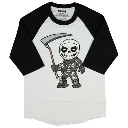 seven times six fortnite chibi skull trooper skin men s graphic raglan t shirt walmart com - skins de fortnite chibi