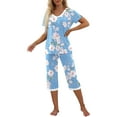 thumbnail image 3 of MINTREUS Women's Pajama Sets Short Sleeve Shirt and Capri Soft Pajama Sets with Pockets S-4XL, 3 of 7