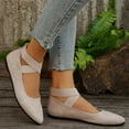 thumbnail image 5 of Women's Comfortable Fashion Ballet Flats Shoes with Elastic Ankle Straps Lightweight Knit Slip On Loafers Beige Size 8.5, 5 of 7