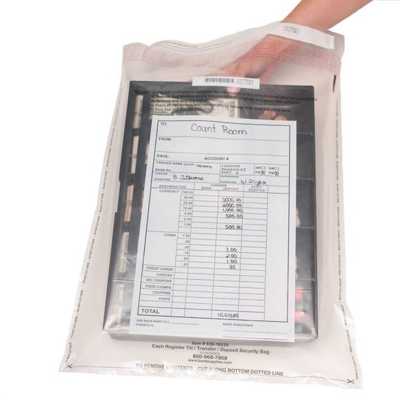 Money Tray Till Bag - 100/box - Retail - Restaurant - Cash tray control bag
