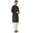 thumbnail image 2 of In-Sattva Men's Festive Rich Embellished Handcrafted Knee-Length Kurta Tunic; Forest Brown; XL, 2 of 6