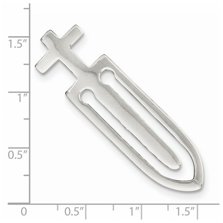 Goldia Sterling Silver Cross Bookmark – Handcrafted, 51mm Chain, High Polished, Gift For Book Lovers