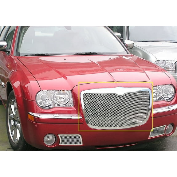 APS Compatible with Chrysler 300 300C 2005-2010 Main Upper Stainless Steel Chrome Mesh Front Grill Grille Insert R75300T