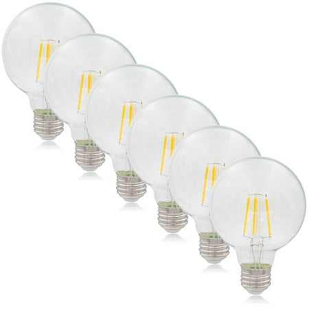 

Maxxima G25 LED Globe Filament Bulb 40 Watt Equal 500 Lumens 2700K Warm White (6 Pack)