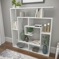 thumbnail image 3 of Ada Home Decor Briscoe 4 Tier Open Shelf Bookcase Modern Geometric Book Shelves, White, 3 of 11