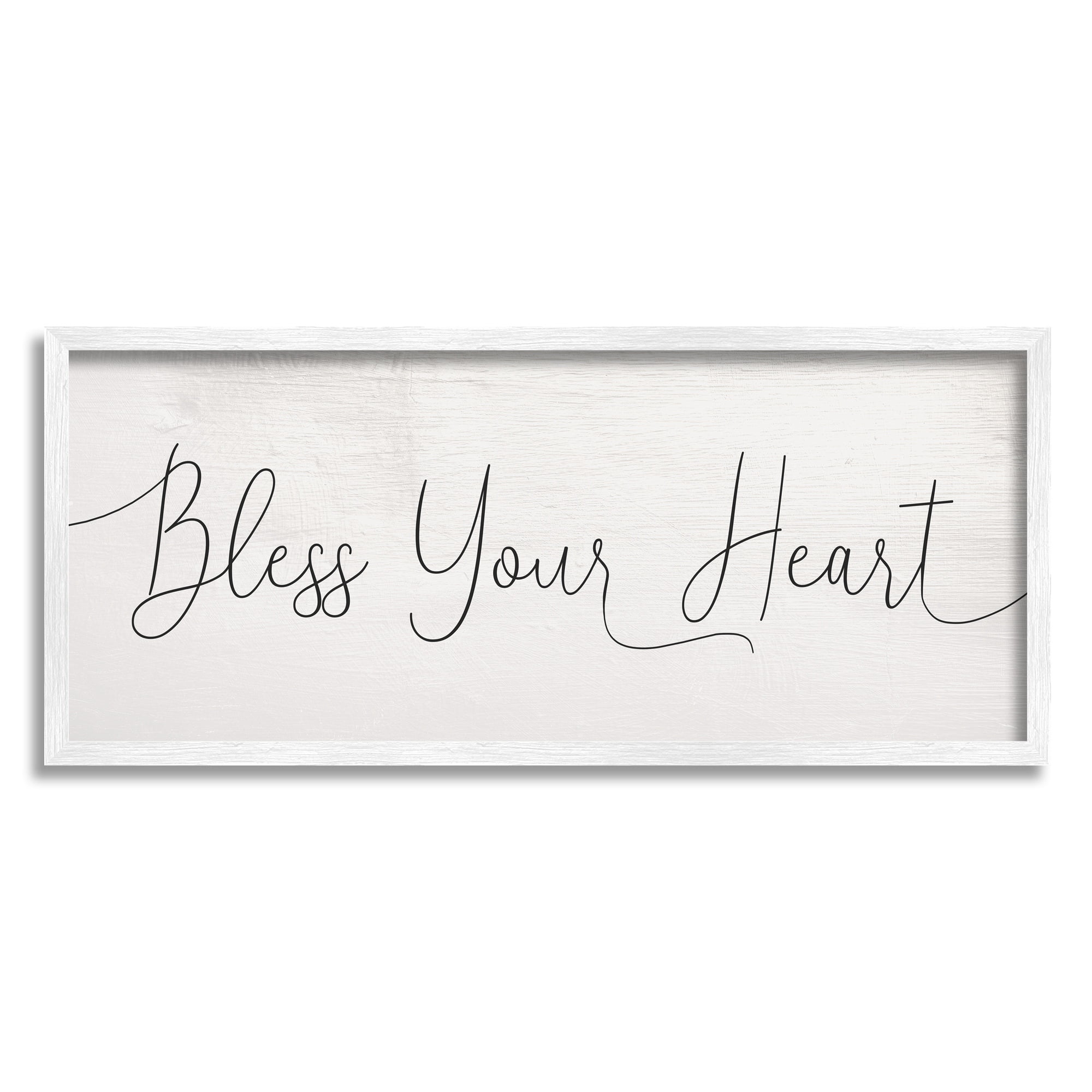 Stupell Industries Bless Your Heart Charming Southern Spiritual Sentiment Modern Painting White Framed Art Print Wall Art, 10 x 24, Design by Daphne Polselli