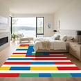 thumbnail image 3 of ODIKA 4'x6' Machine Washable Non-Slip Area Rug, Geometric Blue High Traffic Rug, Blue, 1051589, 3 of 5