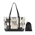 thumbnail image 7 of FORMRS Canvas Laptop Tote Bag for Women with 15.6" Computer Compartments Shoulder Handbag, Beige Cute Cats, 7 of 7