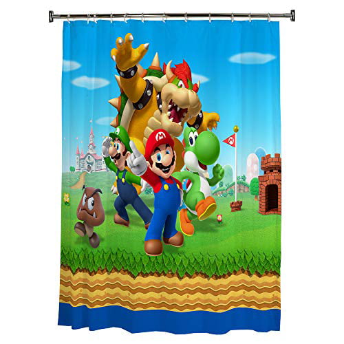 Franco Kids Bathroom Decorative Fabric Shower Curtain Super Mario 72 x 72 