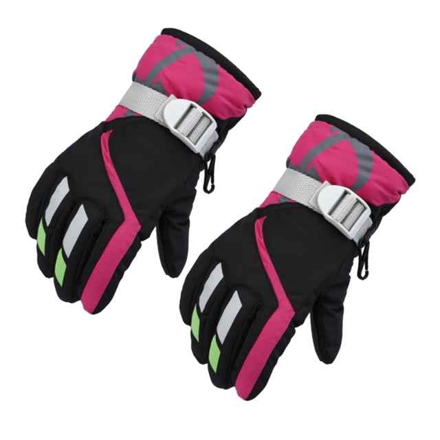 Inteprter 1 par de manoplas para niños, guantes gruesos estampados impermeables de invierno, artículos deportivos cómodos portátiles para actividades Suministros térmicos Negro Inteprter HA059841-04B